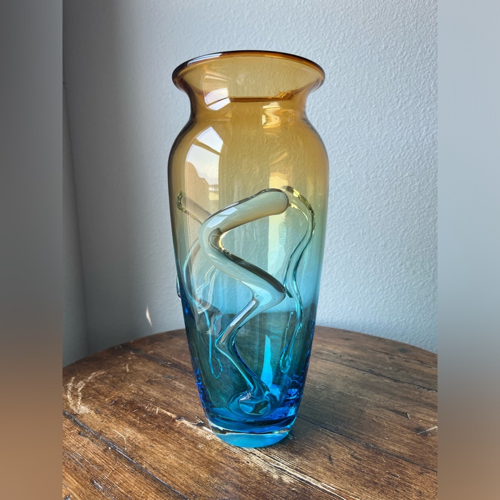 Murano Style Handblown Glass Vase 15”